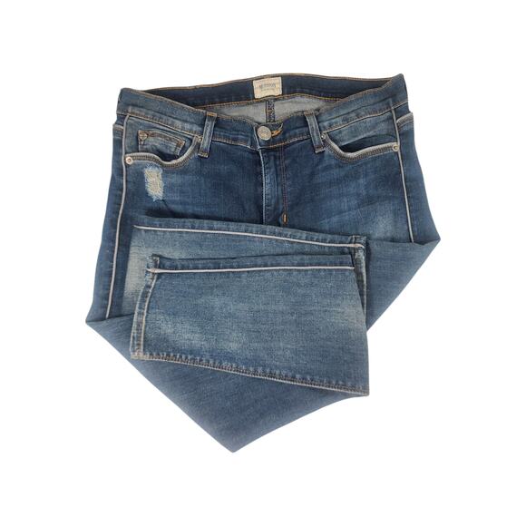 Hudson USA Blue Denim Jeans Flap Pockets Grey Piping Mid Rise 27 - Picture 2 of 5